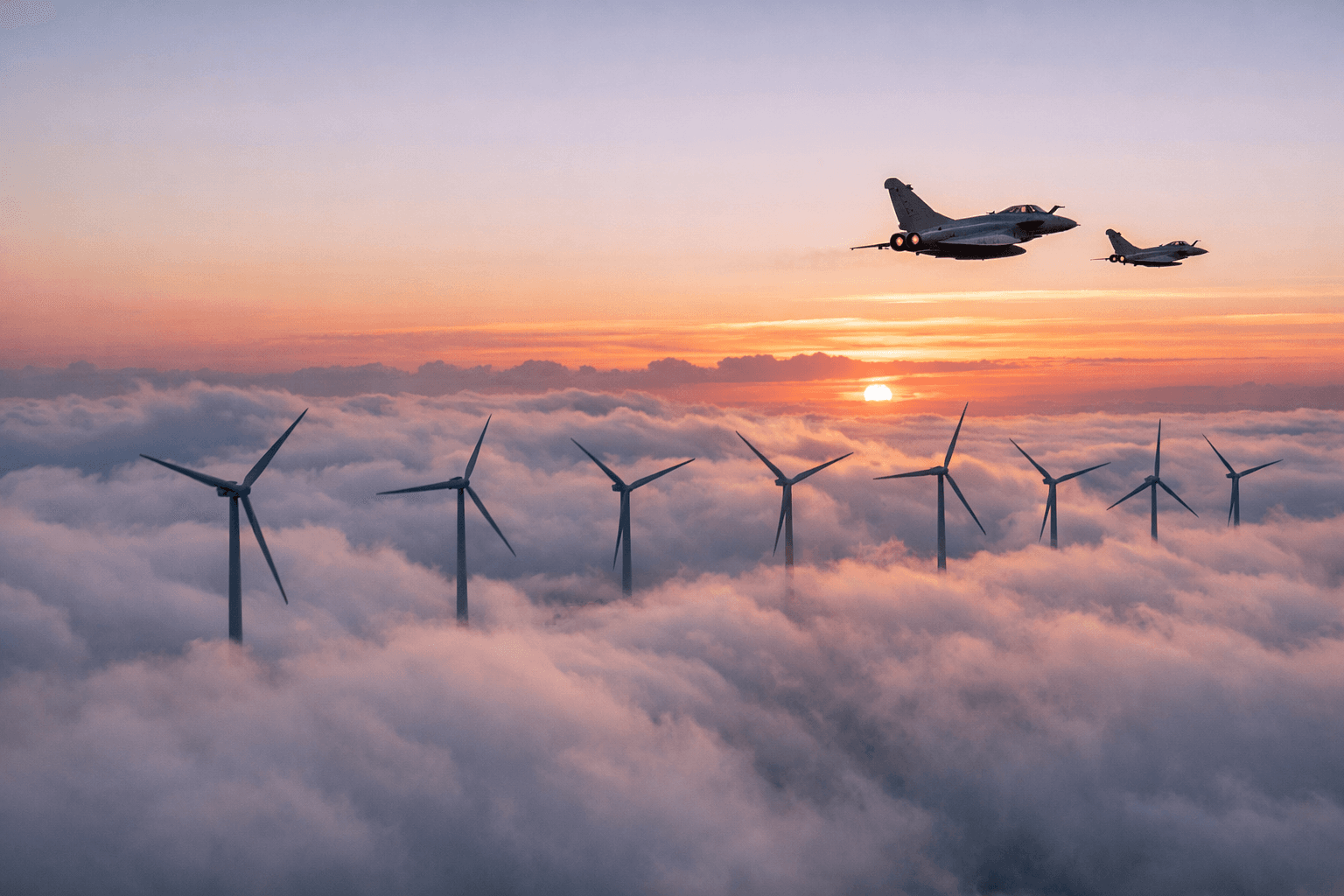 Avion survolant une éolienne en campagne limousine